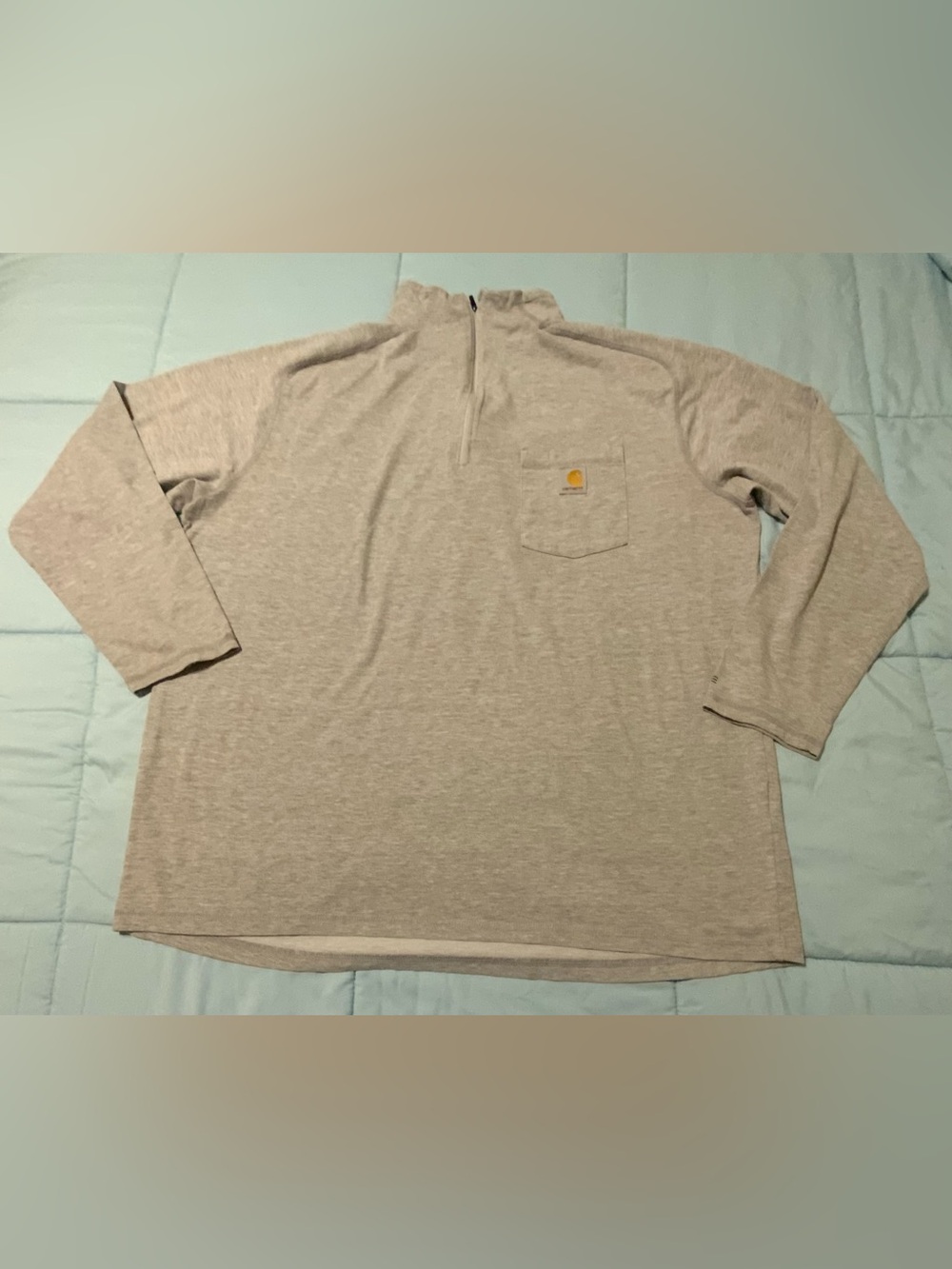 Carhartt Men's Heather Gray Half-Zip Pocket Pullover